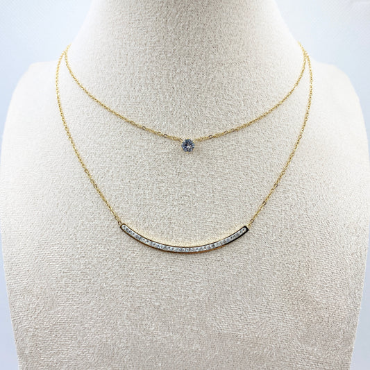 Crystal Curve Double Layer Necklace