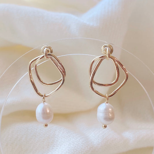 Double Irregular Freshwater Pearl Earrings