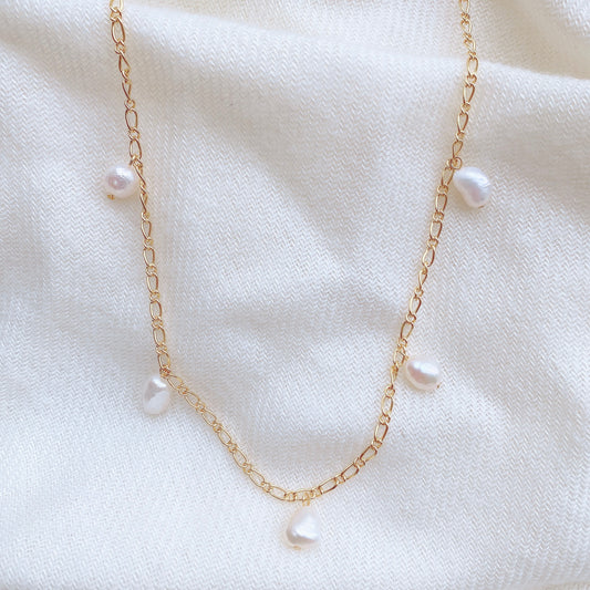 Link Chain Freshwater Pearl Pendants Necklace