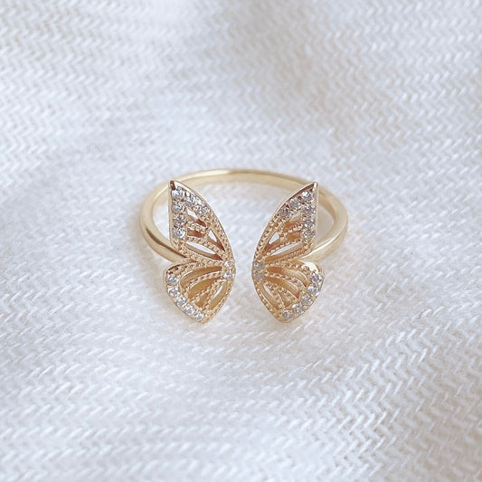 Hollow Rhinestones Butterfly Ring